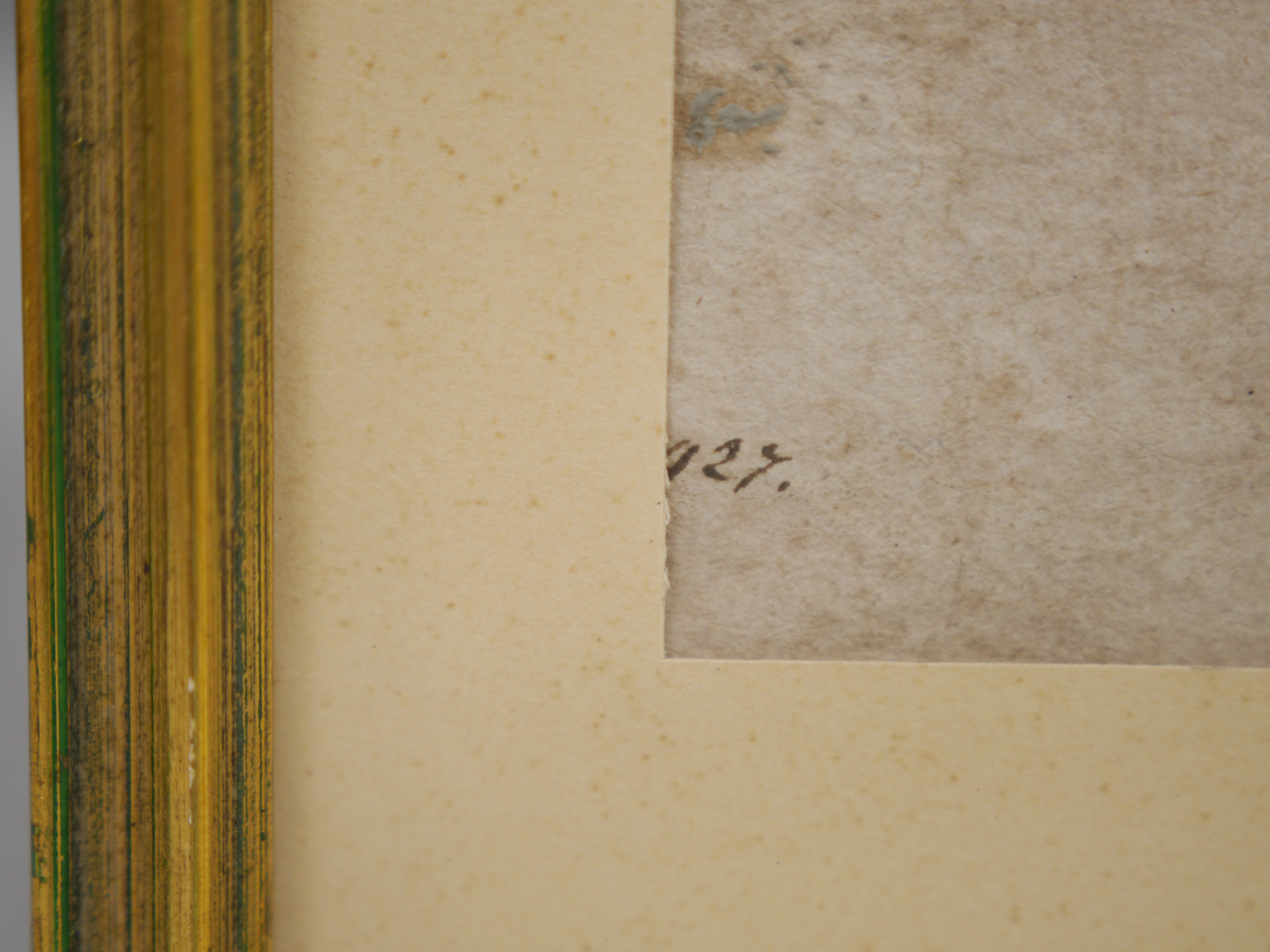 Late 17th century Old Master, ink and wash on buff paper, Studies of horses, partial inscription lower left obscured by the mount, 16 x 25cm. Condition - fair